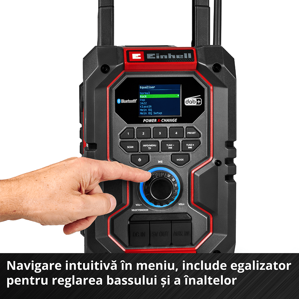 Radio fara fir Einhell TE - CR 18 Li DAB+/FM/BT - Solo - cablu 1.8 m, Softgrip, 10 W, USB BricoMart - scule electrice si unelte profesionale - BricoMart