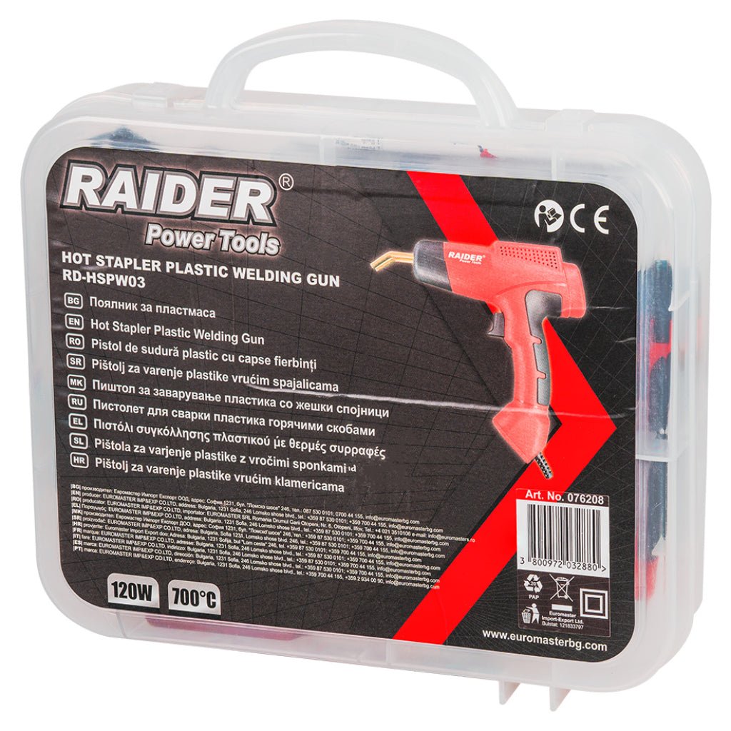 RAIDER Aparat de lipit plastic cu capse 120W 700°C Set RD - HSPW03 Raider - scule electrice si unelte profesionale - BricoMart