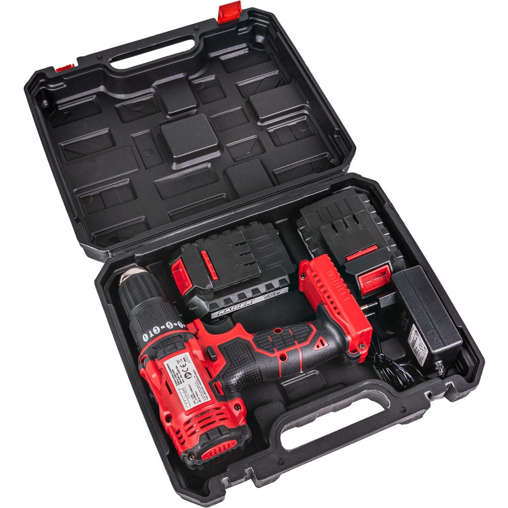 RAIDER Bormasina cu percutie 18V 2 - ск. 2x2Ah 30Nm 10mm RD - CDL38 Tensiune: 18V care oferă suficientă putere pentru a face față diferitelor sarcini Cuplu: Cuplul maxim de 30 Nm permite g Raider - scule electrice si unelte profesionale - BricoMart