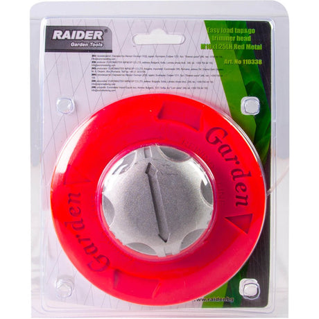 RAIDER Cap de motocoasa cu incarcare usoara head M10x1.25LH rosu me Fabricat din poliamidă Diametrul cablului: 2,4 mm Rezistență la uzură și sarcini termice mari Lăstarii mai groși și buru Raider - scule electrice si unelte profesionale - BricoMart