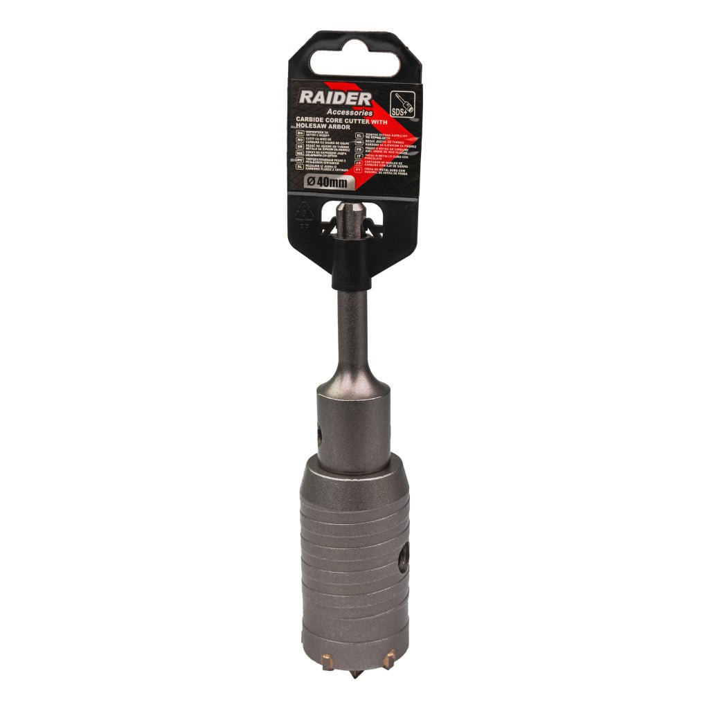 RAIDER Carota gaurire beton cu tija si burghiu 40mm SDS - plus Precizie și Control: Datorită ghidajului și construcției fiabile, carota pentru beton garantează stabilitate și precizie Raider - scule electrice si unelte profesionale - BricoMart