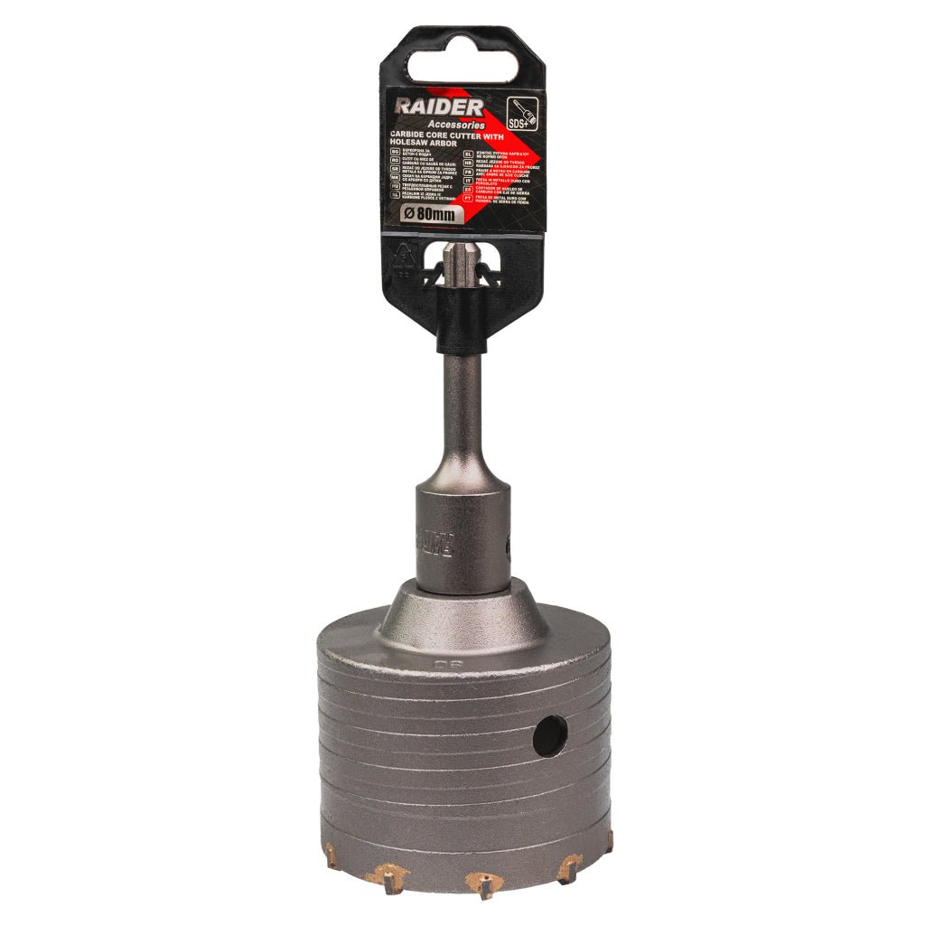RAIDER Carota gaurire beton cu tija si burghiu 80mm SDS - plus Precizie și Control: Datorită ghidajului și construcției fiabile, carota pentru beton garantează stabilitate și precizie Raider - scule electrice si unelte profesionale - BricoMart