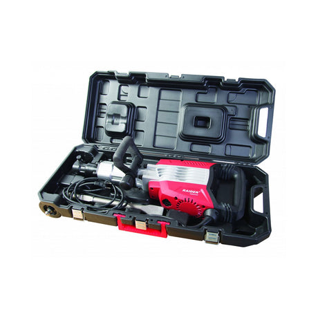 RAIDER Ciocan demolator 1800W 48J HEX 30mm RDI - DH01B Maner auxiliar antivibratii Relarea pozitiei manerului auxiliar Martor perii colectoare uzate Indicator prezenta tensiun Raider - scule electrice si unelte profesionale - BricoMart