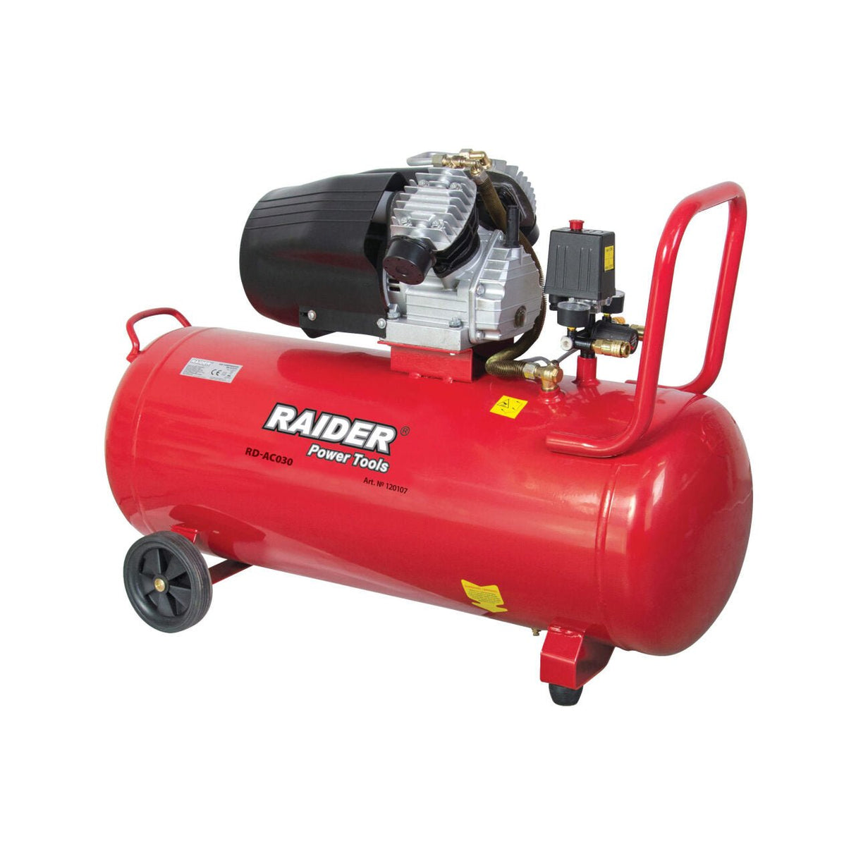 RAIDER Compresor 3НР / 100l RD - AC03 Maner pentru transport usor Regulator de presiune Rezervor mare of 100 litri Raider - scule electrice si unelte profesionale - BricoMart