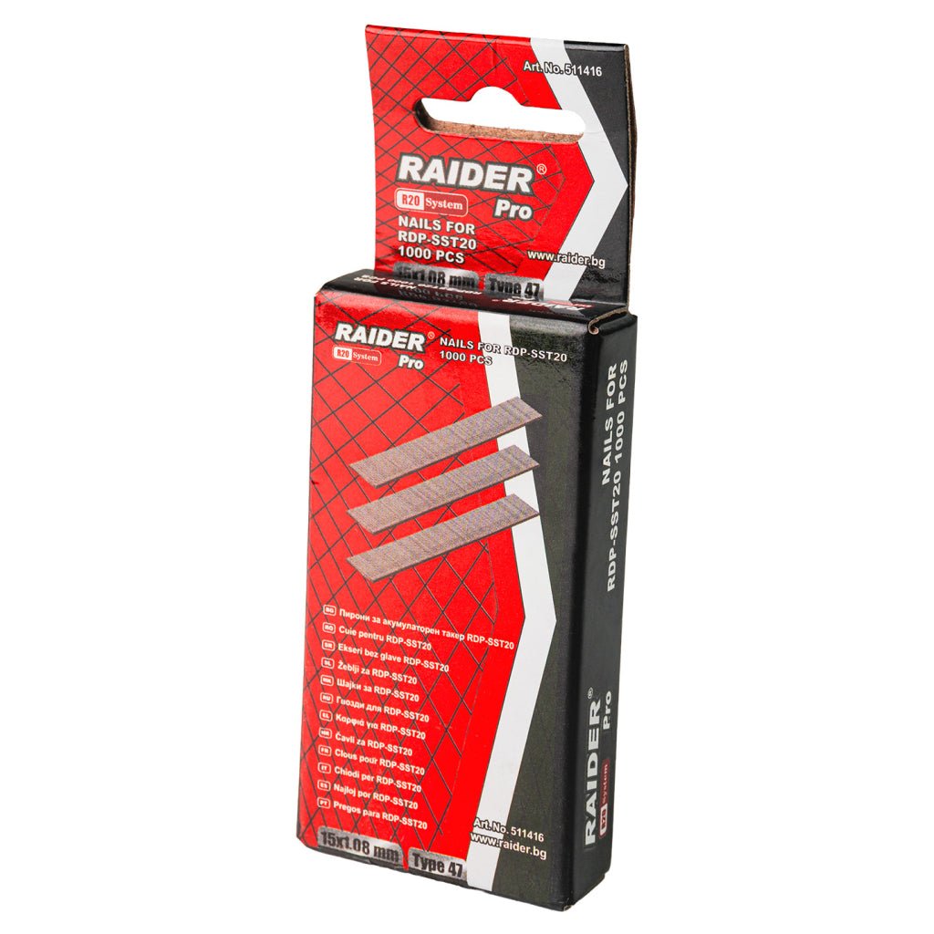 RAIDER Cuie RDP - SST20 15x1.08mm Tip 47 1000buc Potrivit pentru RDP - SST20 Cuie galvanizate Galvanizate la cald Raider - scule electrice si unelte profesionale - BricoMart