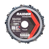 RAIDER Disc circular pentru lemn 125x22.2mm cu lant drujba <b>Disc circular pentru lemn 125x22.2 mm cu lant tip drujba Raider Power Tools</b> este un accesoriu special conceput pe Raider - scule electrice si unelte profesionale - BricoMart
