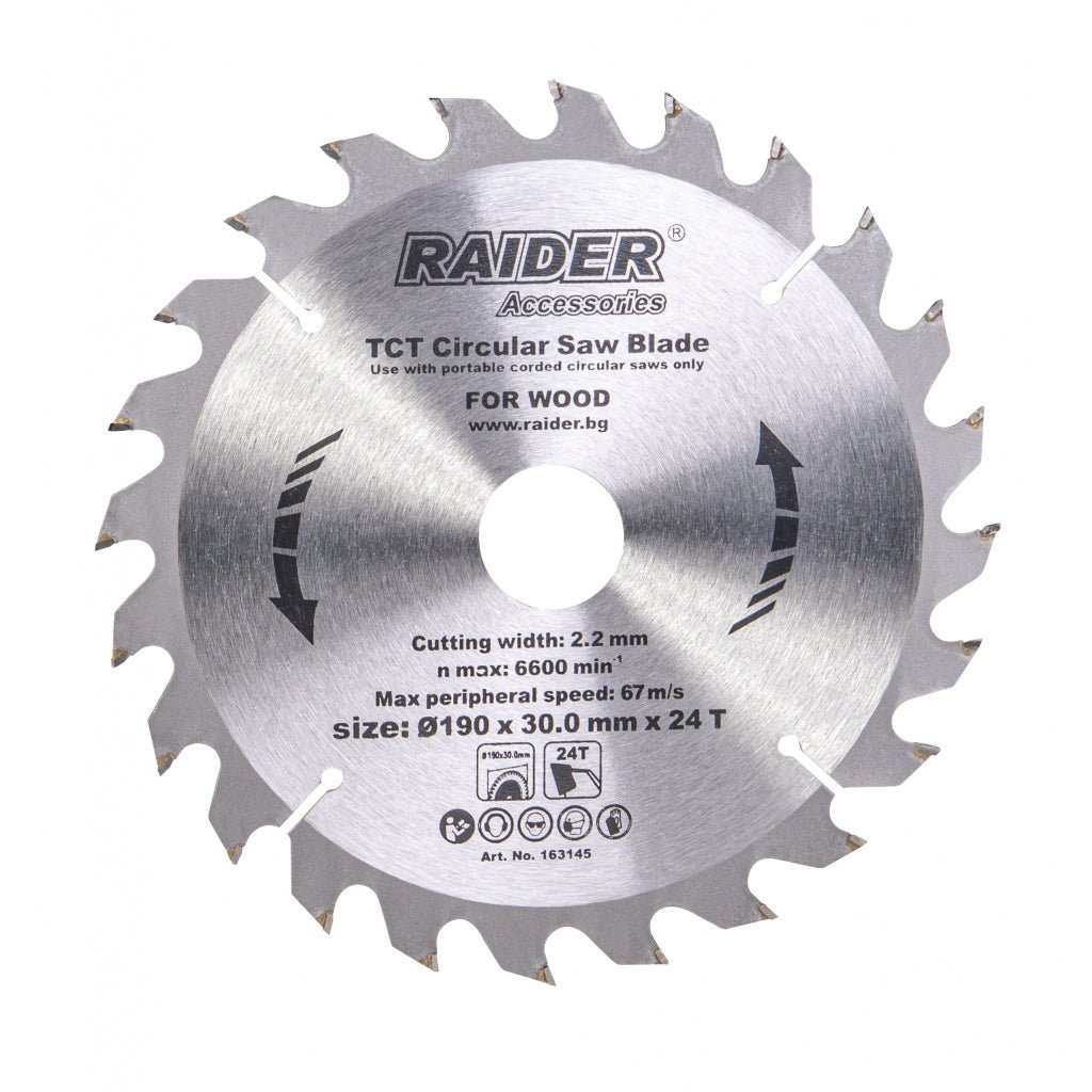 RAIDER Disc circular pentru lemn 190х24Тх30mm Potrivit pentru taierea lemnului Pastile din carburi Raider - scule electrice si unelte profesionale - BricoMart