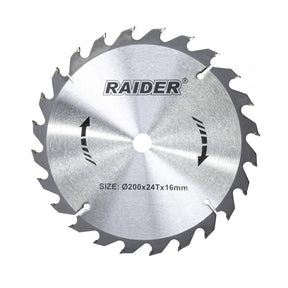 RAIDER Disc circular pentru lemn 200х24Tх16.0mm Potrivit pentru taierea lemnului Pastile din carburi Raider - scule electrice si unelte profesionale - BricoMart