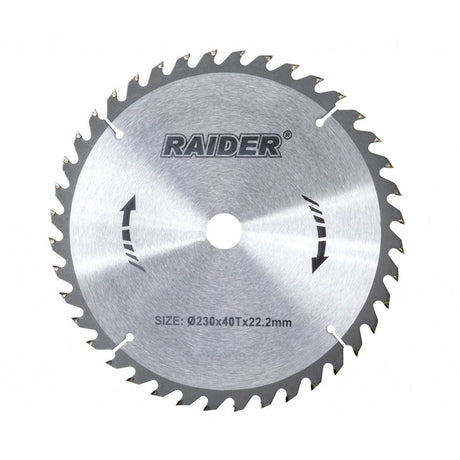 RAIDER Disc circular pentru lemn 230х40Тх22.2mm RD - SB02 Potrivit pentru taierea lemnului Pastile din carburi Raider - scule electrice si unelte profesionale - BricoMart
