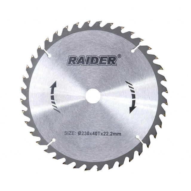 RAIDER Disc circular pentru lemn 230х40Тх22.2mm RD - SB02 Potrivit pentru taierea lemnului Pastile din carburi Raider - scule electrice si unelte profesionale - BricoMart