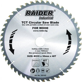 RAIDER Disc circular pentru lemn 235x48Tx30mm TCT RDI-CS27 Potrivit pentru taierea lemnului Pastile din carburi Raider - scule electrice si unelte profesionale - BricoMart