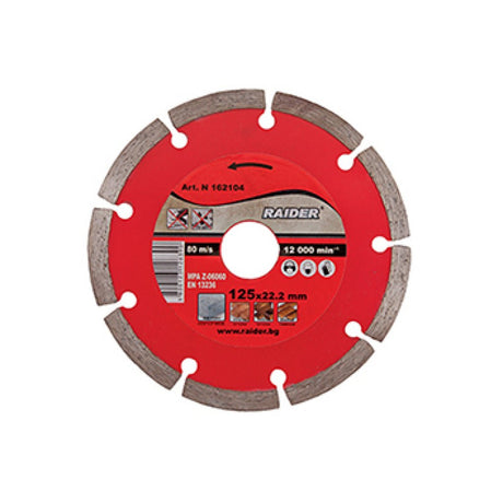 RAIDER Disc diamantat segmentat DRY 85x10mm Disc pentru taiere uscata Robust si rezistent la uzura Potrivit pentru beton , placi ceramice si caramizi Viteza perifer Raider - scule electrice si unelte profesionale - BricoMart