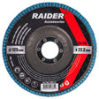 RAIDER Disc lamelar zirconiu 125mm G-40 Granule abrazive de zirconiu care oferă durabilitate Granulație G-40 Construcția lamelară permite o răcire mai bună în t Raider - scule electrice si unelte profesionale - BricoMart