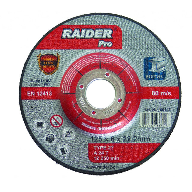 RAIDER Disc pentru slefuit metal 230х6х22.2mm RDP Disc pentru polizat metal Potrivit pentru taierea pietrei Viteza periferica maxima: 80 m / s Raider - scule electrice si unelte profesionale - BricoMart