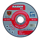 RAIDER Disc pentru taiat metal 115х3.0х22.2mm RDP Disc pentru taierea metalelor Viteza periferica maxima: 80 m / s Raider - scule electrice si unelte profesionale - BricoMart
