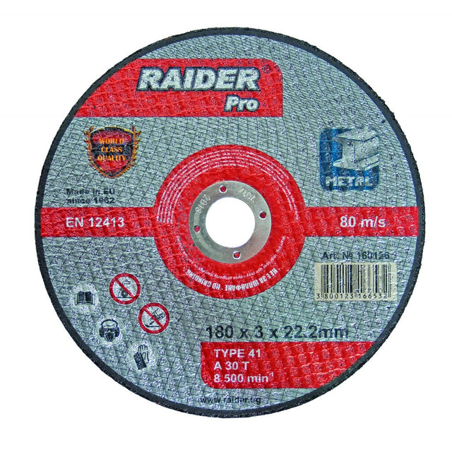 RAIDER Disc pentru taiat metal 230х2.0х22.2mm RDP Disc pentru taierea metalelor Viteza periferica maxima: 80 m / s Raider - scule electrice si unelte profesionale - BricoMart