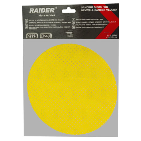 RAIDER Disc smirghel slefuitor pereti VELCRO ø225mm grit 220 Fixare usoara cu prindere VELCRO Instalare usoara Raider - scule electrice si unelte profesionale - BricoMart