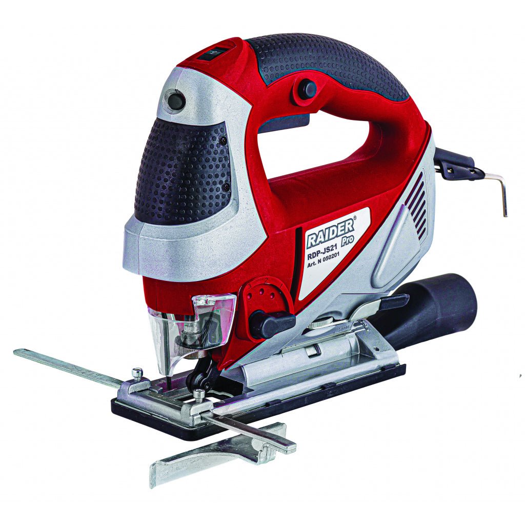 RAIDER Ferestrau pendular 800W 100mm RDP - JS21 Adaptor colector praf Viteza ajustabila Unghi de reglaj - 45° +45° Functie pendulare cu 4 trepte Indicator luminos Ghidar Raider - scule electrice si unelte profesionale - BricoMart