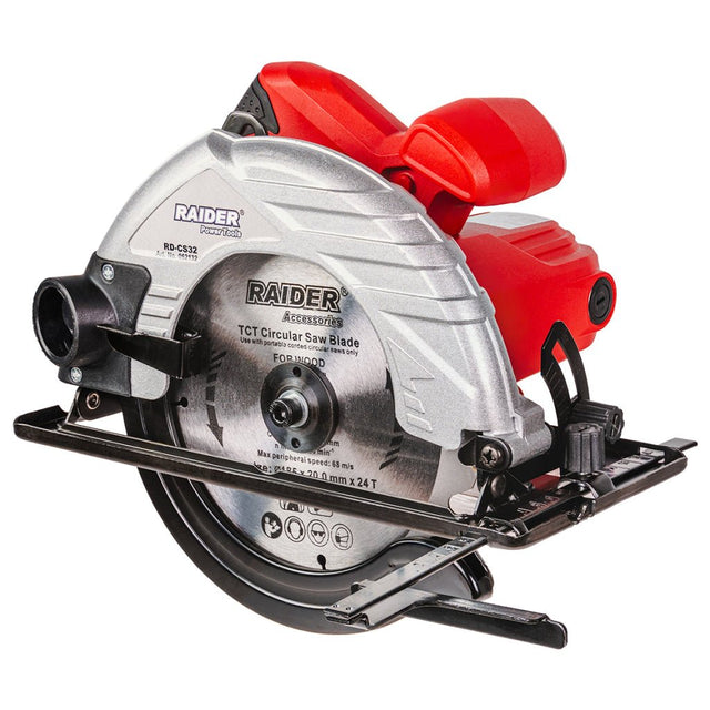 RAIDER Fierastrau circular Ø185mm 1200W RD - CS32 RD - CS32 este echipat cu un motor de 1200W, care asigură tăiere rapidă și uniformă, chiar și atunci când se lucrează cu m Raider - scule electrice si unelte profesionale - BricoMart