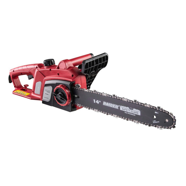 RAIDER Fierastrau electric cu lant 355mm1800WSDS3/8"1.3mm53RD - ECS28 Raspuns rapid al franei de urgenta Maner frontal sistem inteligent de intidere rapida a lantului Carlig pentru fixarea c Raider - scule electrice si unelte profesionale - BricoMart