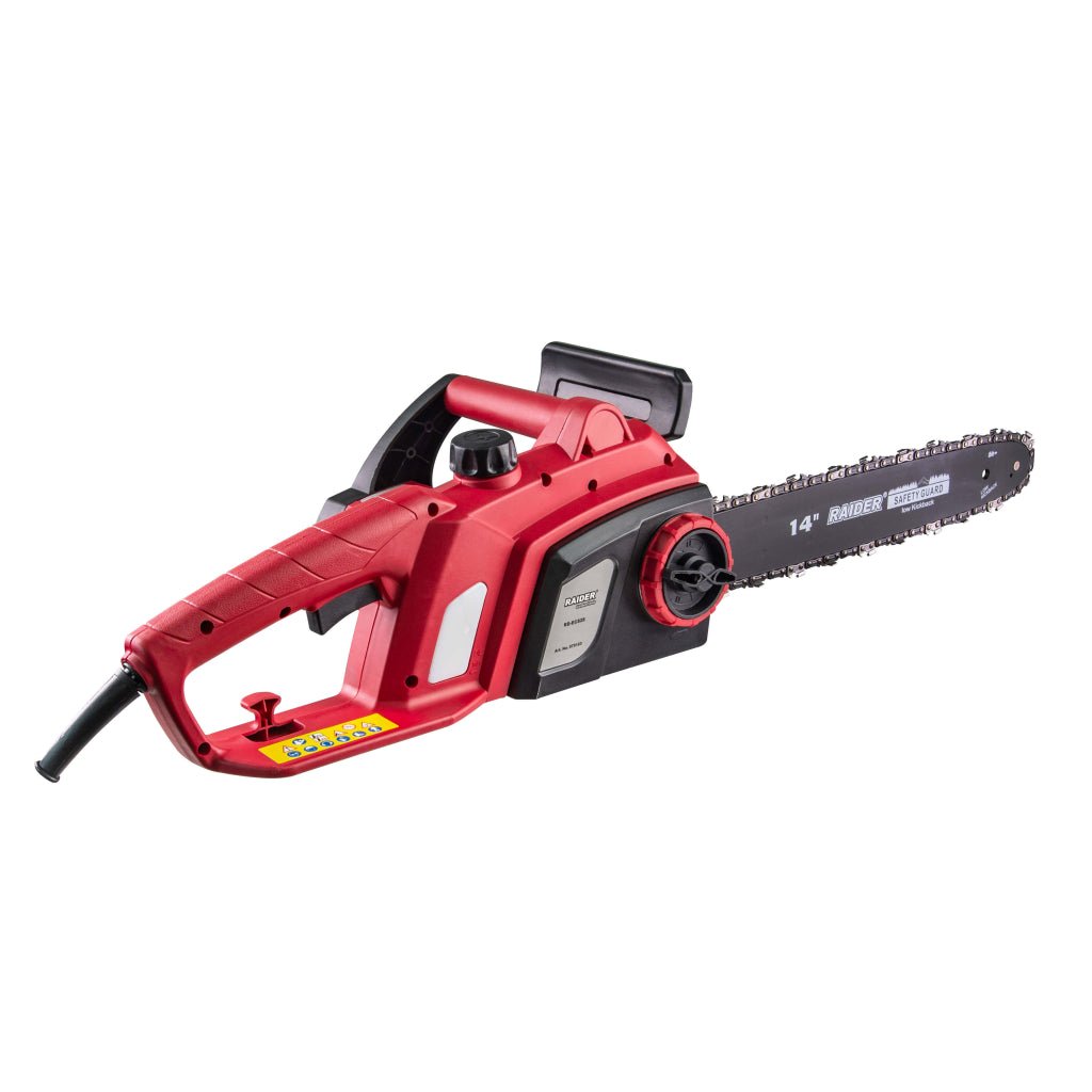 RAIDER Fierastrau electric cu lant 355mm1800WSDS3/8"1.3mm53RD - ECS28 Raspuns rapid al franei de urgenta Maner frontal sistem inteligent de intidere rapida a lantului Carlig pentru fixarea c Raider - scule electrice si unelte profesionale - BricoMart