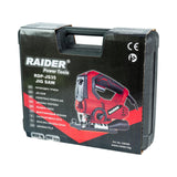 RAIDER Fierastrau pendular 850W 100mm laser LED valiza RDP - JS35 Sistem rapid de schimbare a lamei Unghi de reglaj 0° +45° Viteza ajustabila Adaptor colector praf Functie pendulare cu 3 Raider - scule electrice si unelte profesionale - BricoMart