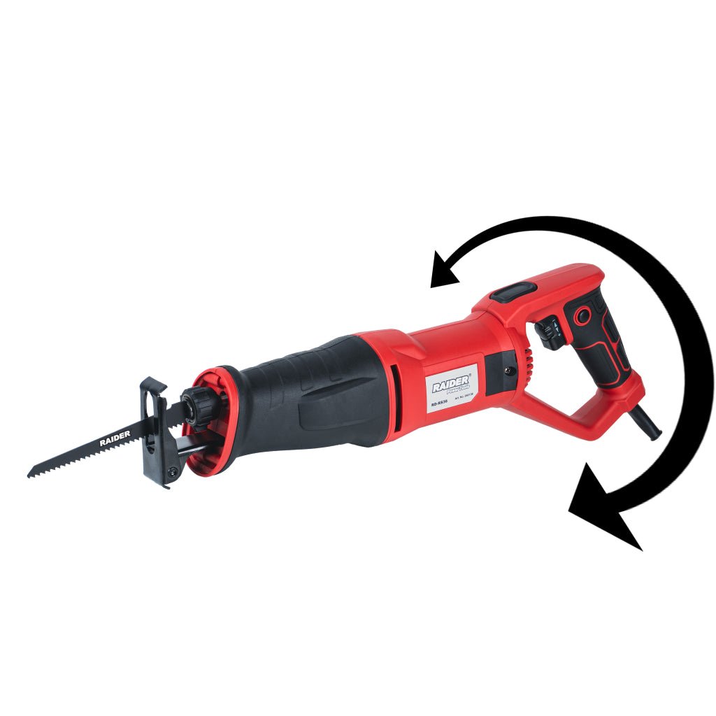 RAIDER Fierastrau sabie 750W prindere SDS RD - RS38 Motor de 750 W Funcție de schimbare rapidă a lamei Mânerul rotativ oferă flexibilitate în diferite poziții de tăiere Pot Raider - scule electrice si unelte profesionale - BricoMart