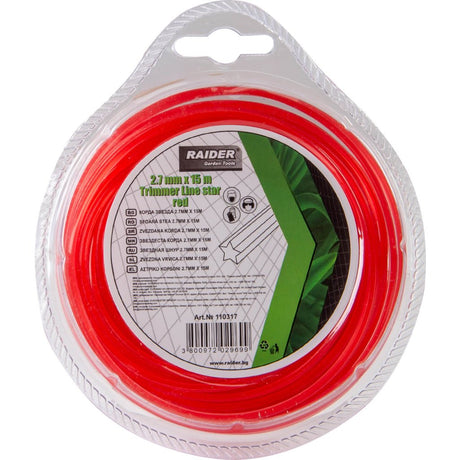 RAIDER Fir tip stea pentru motocoasa 2.7mm х 15m rosu Firul stea tridimensional este special conceput pentru o funcționare de lungă durată și eficientă Acest tip de fir are o Raider - scule electrice si unelte profesionale - BricoMart