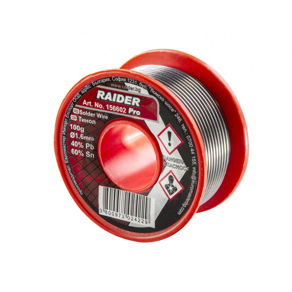 RAIDER Fludor ø1.6mm 100g 60%Sn 40%Pb Pro - Raider - scule electrice si unelte profesionale - BricoMart