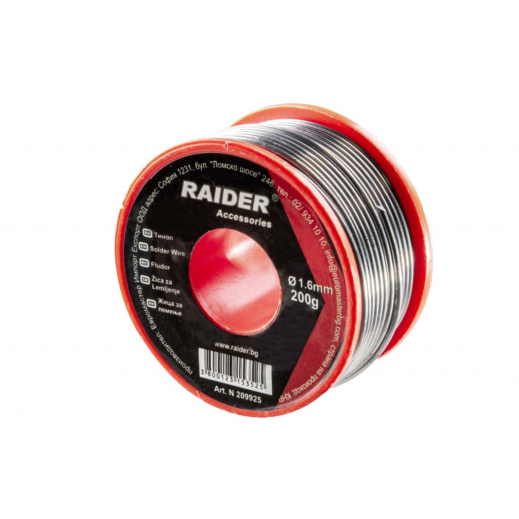 RAIDER Fludor ø1.6mm 200g 60%Sn 40%Pb Proiectat pentru lipirea metalelor Raider - scule electrice si unelte profesionale - BricoMart