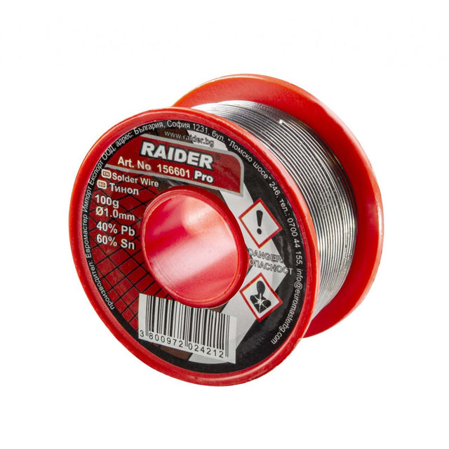 RAIDER Fludor ø1mm 100g 60%Sn 40%Pb Pro Proiectat pentru lipirea metalelor Raider - scule electrice si unelte profesionale - BricoMart