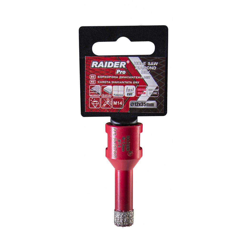 RAIDER Freza diamantata pentru frezare uscata M14 x 12 mm Utilizare indelungata Taiere extrem de rapida Taiere fara apa Carotele de gaurire sunt proiectate sa fie montate pe poli Raider - scule electrice si unelte profesionale - BricoMart