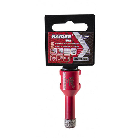 RAIDER Freza diamantata pentru frezare uscata M14 x 12 mm Utilizare indelungata Taiere extrem de rapida Taiere fara apa Carotele de gaurire sunt proiectate sa fie montate pe poli Raider - scule electrice si unelte profesionale - BricoMart