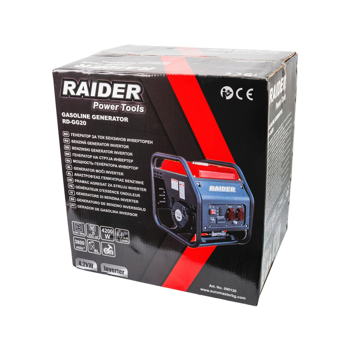 RAIDER Generator pe benzina 4.2kW inverter RD - GG20 Putere maximă de 4,2 kW, oferind suficientă energie pentru alimentarea mai multor dispozitive Tehnologia invertor asigur Raider - scule electrice si unelte profesionale - BricoMart