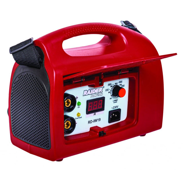 RAIDER Invertor 160A RD - IW19 Maner pentru transportul facil Curea suplimentara Indicator suprasarcina Reglarea curentului de sudura Inverter electron Raider - scule electrice si unelte profesionale - BricoMart