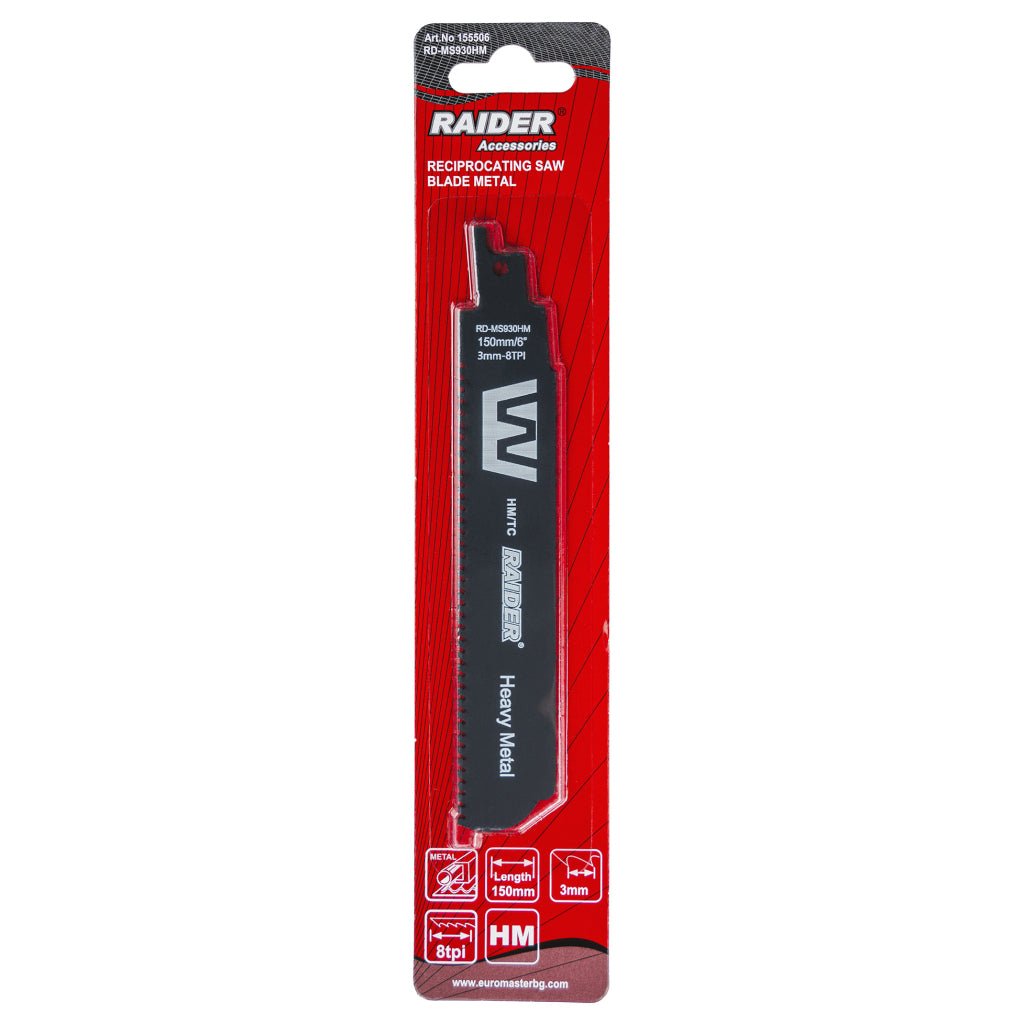 RAIDER Lama fierastrau sabie metal 150mm 3mm 8TPI RD-MS930HM Cuțitul este conceput pentru a tăia o varietate de materiale metalice, inclusiv oțel, aluminiu și alte aliaje Având o lu Raider - scule electrice si unelte profesionale - BricoMart
