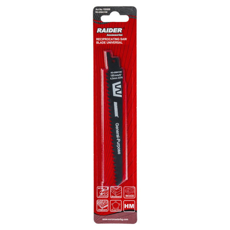 RAIDER Lama fierastrau sabie universala 150mm 4,3mm6TPI RD - GS641HM Cuțitul RD - GS641HM este proiectat pentru a tăia o gamă largă de materiale, inclusiv lemn, metal, plastic și materiale co Raider - scule electrice si unelte profesionale - BricoMart