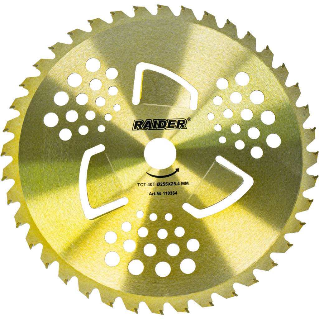 RAIDER Lama motocoasa pentru iarba 40T si buruieni 3T Ø255x25.4mm Este realizat din oțel Este conceput pentru a cosi iarba și buruienile chiar și cu un diametru al trunchiului mai gros D Raider - scule electrice si unelte profesionale - BricoMart