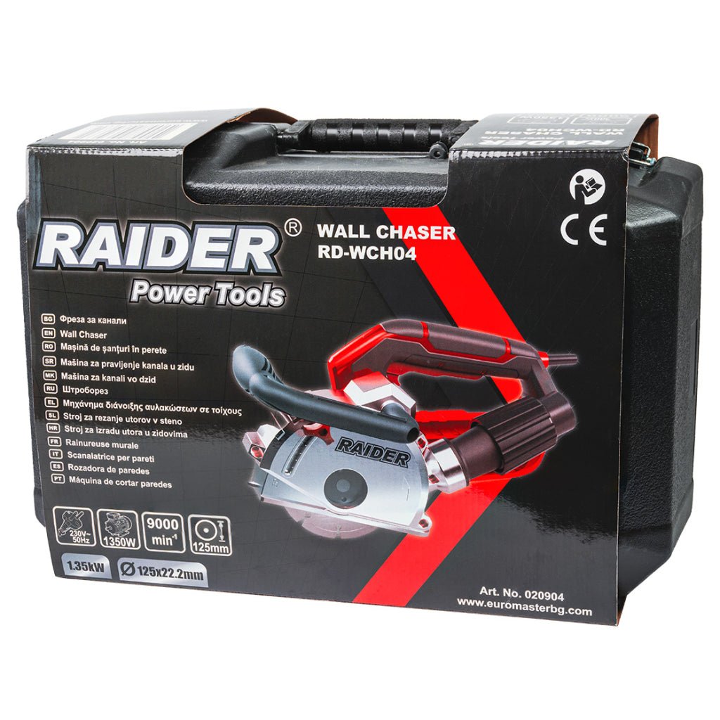RAIDER Masina de frezat caneluri 1.35kW 125mm 0 - 30mm cutie RD - WCH04 RD - WCH04 este un șănțuitor de înaltă performanță, conceput pentru tăierea precisă și rapidă a canalelor în pereți și par Raider - scule electrice si unelte profesionale - BricoMart