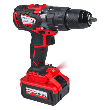 RAIDER Masina de gaurit / insurubat cu acumulator Li - ion RDI - CDB01 Mandrina automata metalica cu sistem rapid de blocare"Jacobs" Controlul cuplului Functie de gaurire Comutator viteze Mot Raider - scule electrice si unelte profesionale - BricoMart