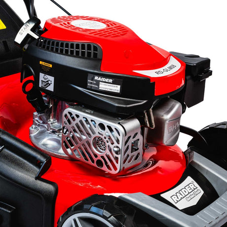 RAIDER Masina de tuns iarba autopropulsie 3.4cp 46cm 4in1 RD - GLM08 Sac colector - 60 litri Ajustarea inaltimii de taiere Latime taiere - 460 mm Raider - scule electrice si unelte profesionale - BricoMart
