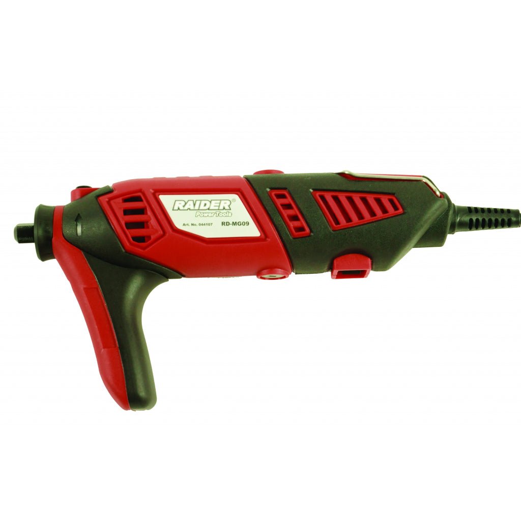 RAIDER Mini freza 170W cu 126 accesorii in cutie RD - MG09 Turatie reglabila Display LCD Arbore flexibil pentru o gravură precisă si comoda Cutie de transport cu accesorii Stand t Raider - scule electrice si unelte profesionale - BricoMart