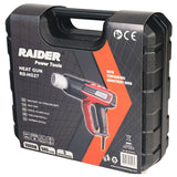 RAIDER Pistol aer cald 2000W 2trepte t° regl. 5 acc. valiza RD - HG27 2 setari ale fluxului de aer Modelul "RD - HG27" oferă o setare mai precisă a temperaturii care poate fi selectată din spa Raider - scule electrice si unelte profesionale - BricoMart