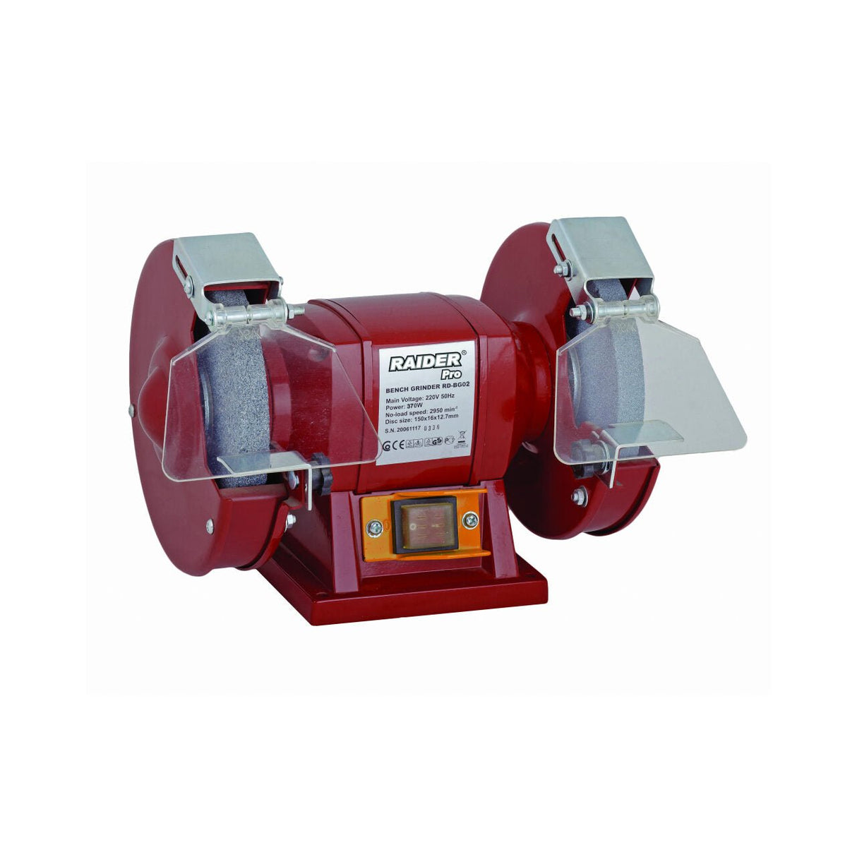 RAIDER Polizor de banc 200mm 370W RDP - BG02 Protectie la utilizare Corp solid si durabil Raider - scule electrice si unelte profesionale - BricoMart