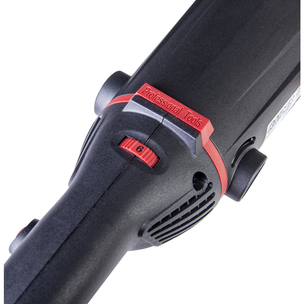 RAIDER Polizor unghiular 125 mm x 1500 W RDP - AG64 Black edition Pornire lenta electronica Blocarea discului Maner auxiliar ergonomic Viteza reglabila Corp alungit pentru control mai bu Raider - scule electrice si unelte profesionale - BricoMart