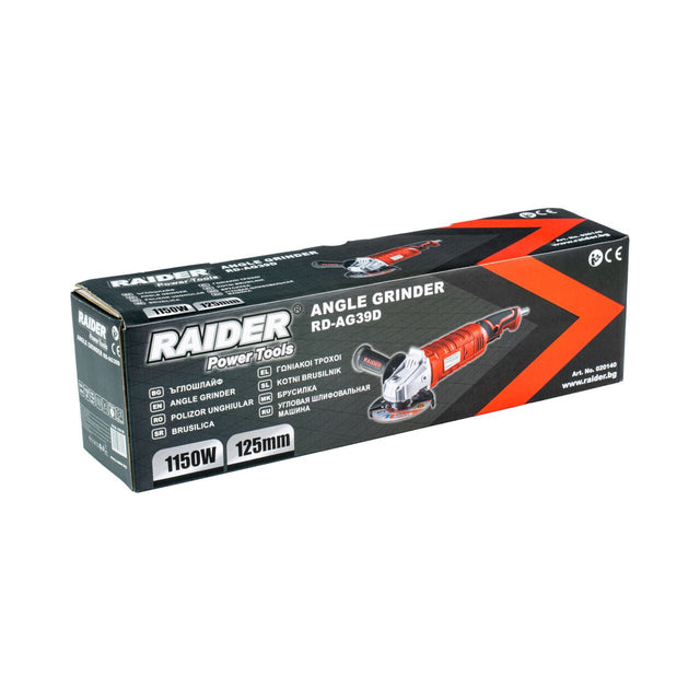 RAIDER Polizor unghiular 125mm 1150W viteza variabila RD - AG39 Blocarea discului Viteza reglabila Maner auxiliar Raider - scule electrice si unelte profesionale - BricoMart