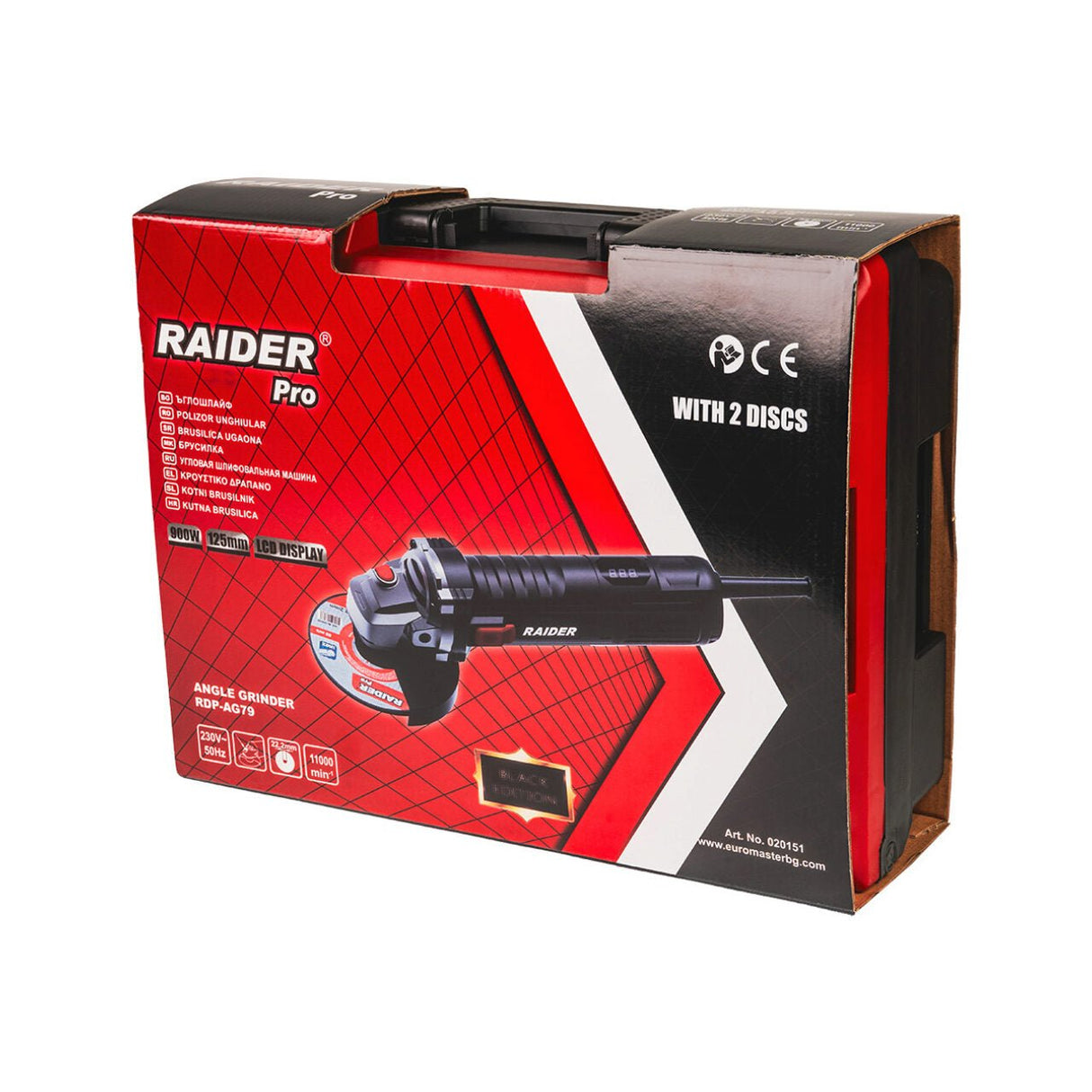 RAIDER Polizor unghiular 125mm 900W LCD RDP - AG79 Black Edition Motor puternic de 900W – asigură performanțe ridicate pentru diverse aplicații, precum tăierea, șlefuirea și lustruirea Raider - scule electrice si unelte profesionale - BricoMart