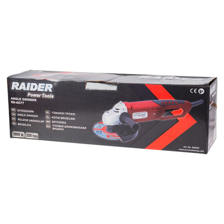 RAIDER Polizor unghiular 230mm 2000W soft start RD - AG77 Cu o putere de 2000 W, polizorul unghiular „”RD - AG77”” oferă suficientă putere pentru a efectua cu ușurință și rapid sar Raider - scule electrice si unelte profesionale - BricoMart