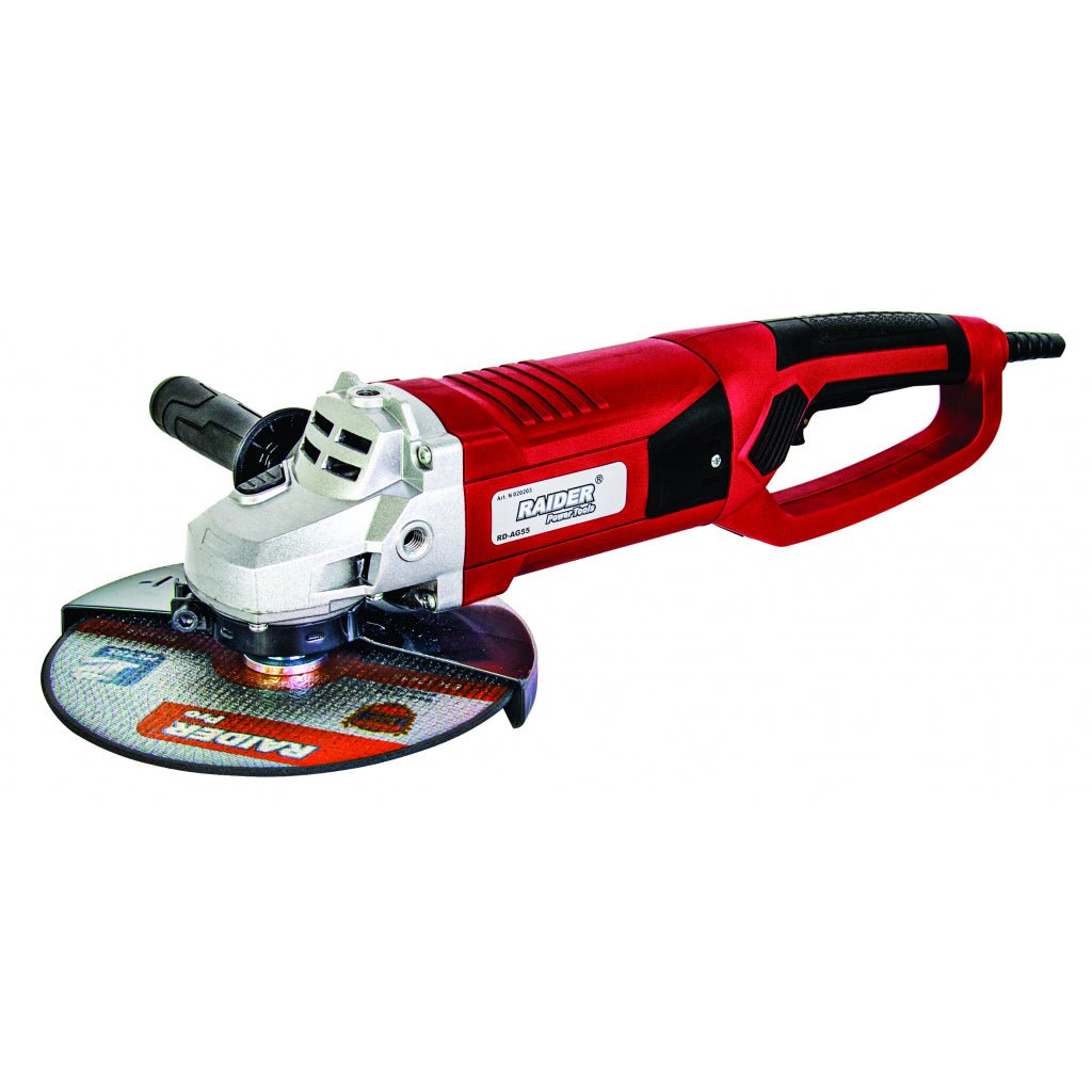 RAIDER Polizor unghiular 230mm 2350W soft start+discuri RD - AG55 Blocarea discului Pornire lenta Maner auxiliar Raider - scule electrice si unelte profesionale - BricoMart
