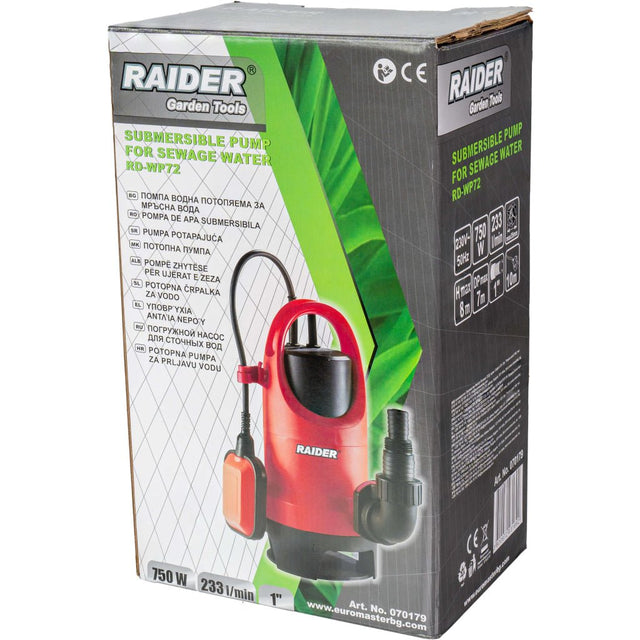 RAIDER Pompa submersibila 750W 1" 233L/min 8m 35mm 360° RD - WP72 Pompa submersibila portabila Pentru pomparea apelor reziduale Plutitor Raider - scule electrice si unelte profesionale - BricoMart